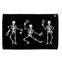 Halloween Pickleball Costume Skeletons Playing Pickleball Grommeted Golf Towel