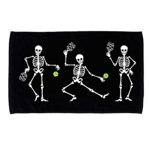 Halloween Pickleball Costume Skeletons Playing Pickleball Microfiber Hand Towel