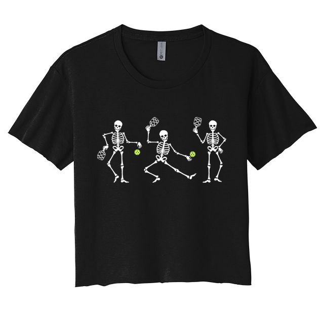 Halloween Pickleball Costume Skeletons Playing Pickleball Crop Top