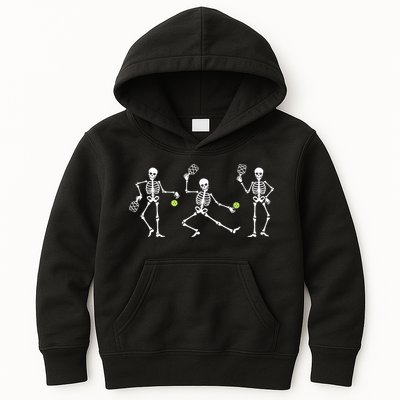 Halloween Pickleball Costume Skeletons Playing Pickleball Kids Hoodie