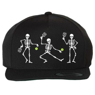 Halloween Pickleball Costume Skeletons Playing Pickleball Wool Snapback Cap