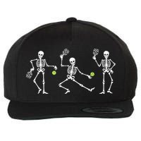 Halloween Pickleball Costume Skeletons Playing Pickleball Wool Snapback Cap