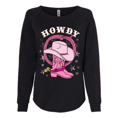 Howdy Pink Cowboy Hat Boots Country Western Rodeo Womens California Wash Sweatshirt