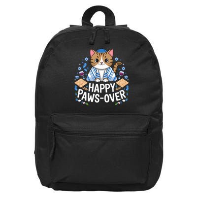 Happy Pawsover Cat Lover Funny Cat Passover Seder Jewish  16 in Basic Backpack