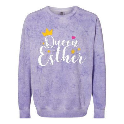 Happy Purim Costume Idea Queen Esther Hebrew Jewish Holiday Colorblast Crewneck Sweatshirt