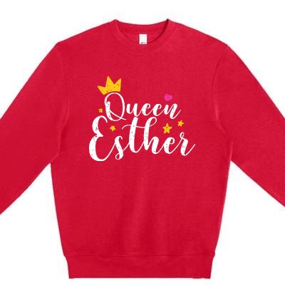 Happy Purim Costume Idea Queen Esther Hebrew Jewish Holiday Premium Crewneck Sweatshirt