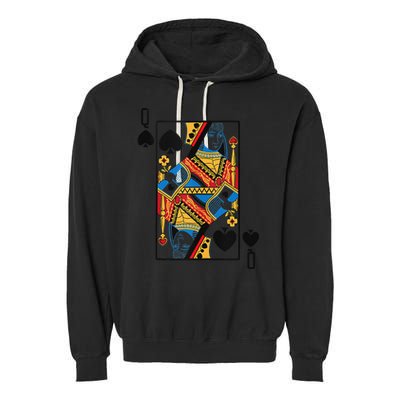 Halloween Playing Card Costume QUEEN Of SPADES Garment-Dyed Fleece Hoodie
