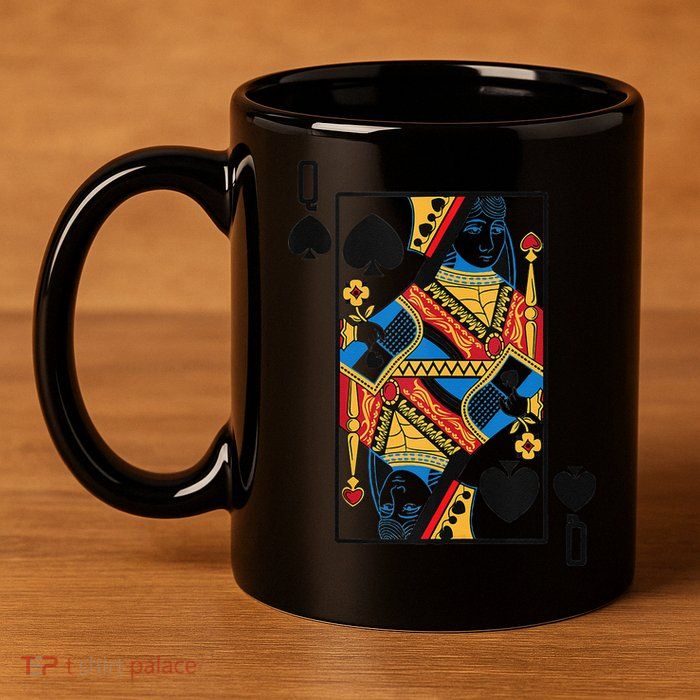 Halloween Playing Card Costume QUEEN Of SPADES 11oz C Handle Ceramic Mug