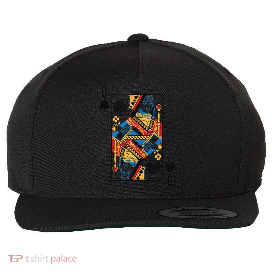 Halloween Playing Card Costume QUEEN Of SPADES Wool Snapback Cap