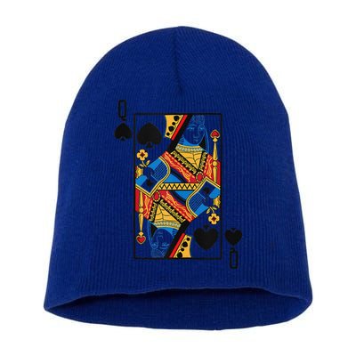 Halloween Playing Card Costume QUEEN Of SPADES Short Acrylic Beanie