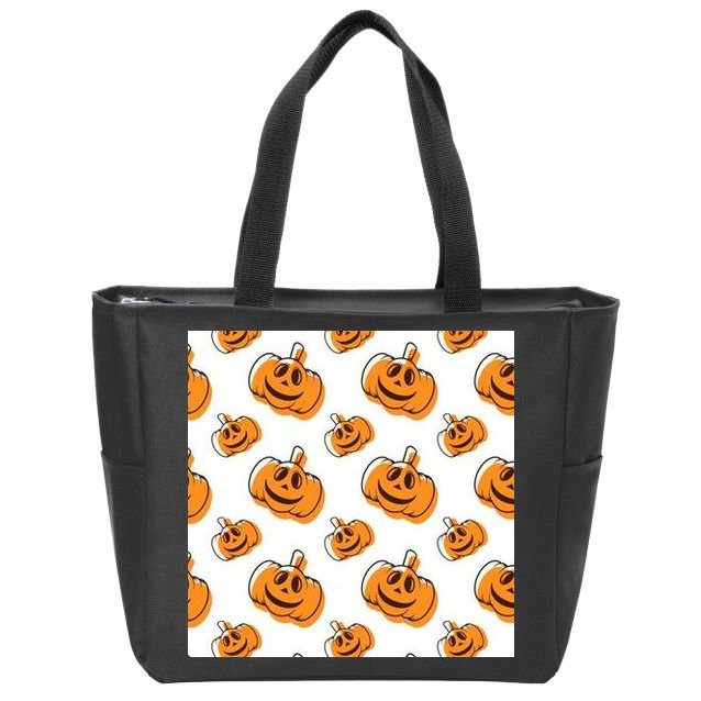 Halloween Pumpkin Cartoon Zip Tote Bag