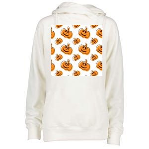 Halloween Pumpkin Cartoon Womens Funnel Neck Pullover Hood