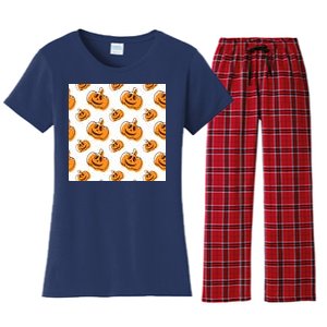 Halloween Pumpkin Cartoon Women's Flannel Pajama Set