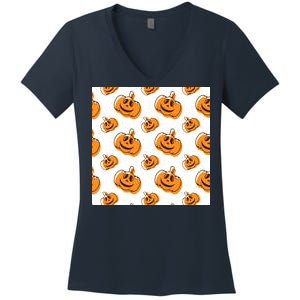 Halloween Pumpkin Cartoon Women's V-Neck T-Shirt