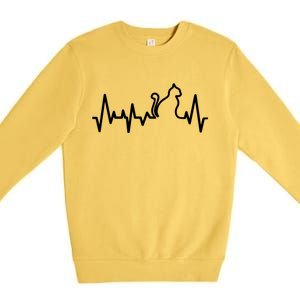 Heartbeat Pulse Cat Premium Crewneck Sweatshirt