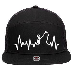 Heartbeat Pulse Cat 7 Panel Mesh Trucker Snapback Hat