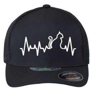 Heartbeat Pulse Cat Flexfit Unipanel Trucker Cap