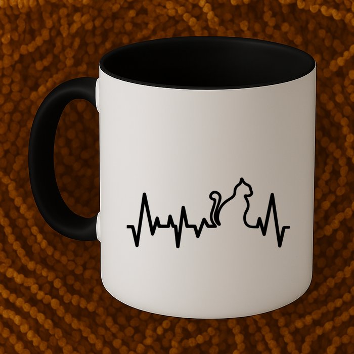 Heartbeat Pulse Cat Mug