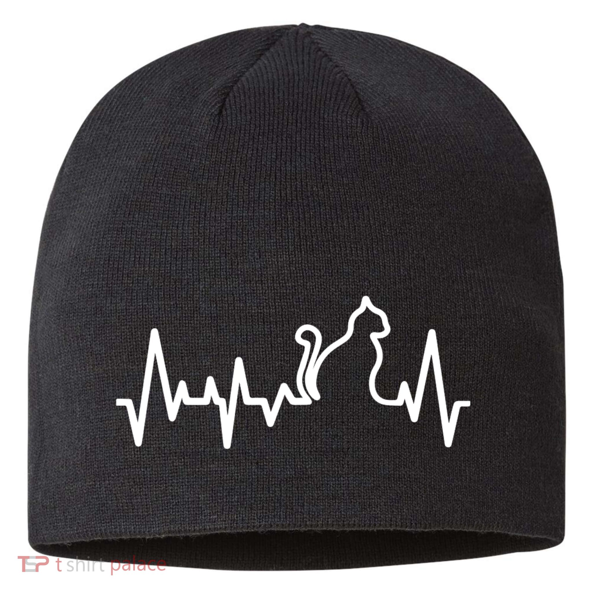 Heartbeat Pulse Cat Sustainable Beanie
