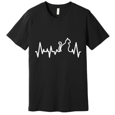 Heartbeat Pulse Cat Premium T-Shirt