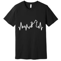 Heartbeat Pulse Cat Premium T-Shirt