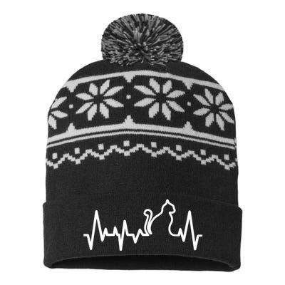 Heartbeat Pulse Cat USA-Made Snowflake Beanie