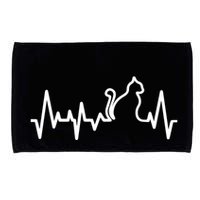 Heartbeat Pulse Cat Microfiber Hand Towel