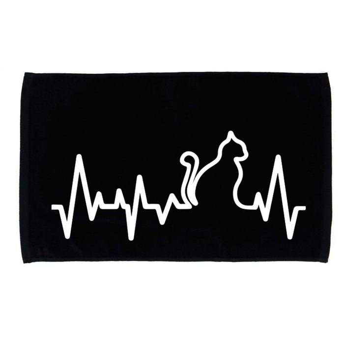 Heartbeat Pulse Cat Microfiber Hand Towel