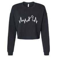 Heartbeat Pulse Cat Cropped Pullover Crew