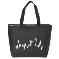Heartbeat Pulse Cat Zip Tote Bag