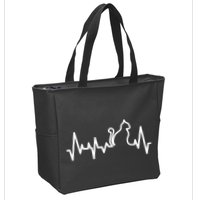 Heartbeat Pulse Cat Zip Tote Bag