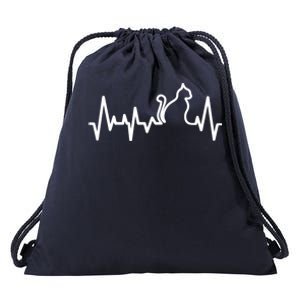 Heartbeat Pulse Cat Drawstring Bag