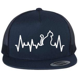 Heartbeat Pulse Cat Flat Bill Trucker Hat