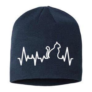 Heartbeat Pulse Cat Sustainable Beanie