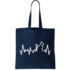 Heartbeat Pulse Cat Tote Bag