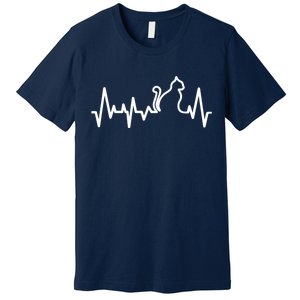 Heartbeat Pulse Cat Premium T-Shirt