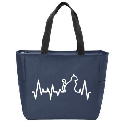 Heartbeat Pulse Cat Zip Tote Bag