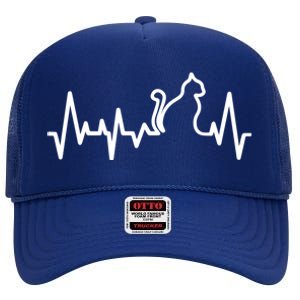 Heartbeat Pulse Cat High Crown Mesh Back Trucker Hat