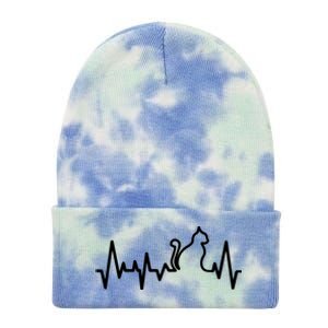 Heartbeat Pulse Cat Tie Dye 12in Knit Beanie