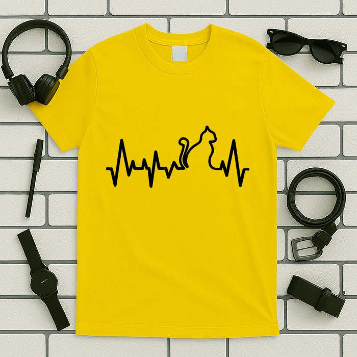 Heartbeat Pulse Cat T-Shirt