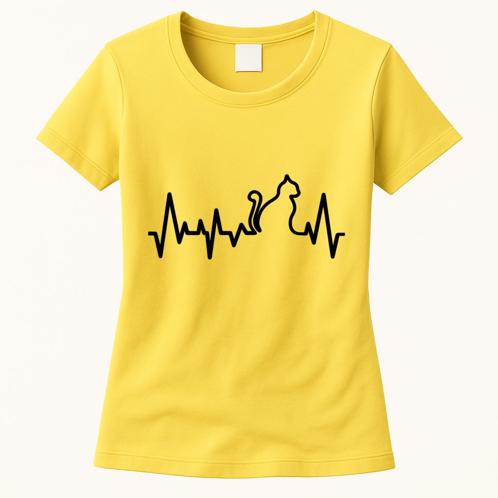 Heartbeat Pulse Cat Womens T-Shirt