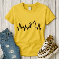 Heartbeat Pulse Cat Womens T-Shirt