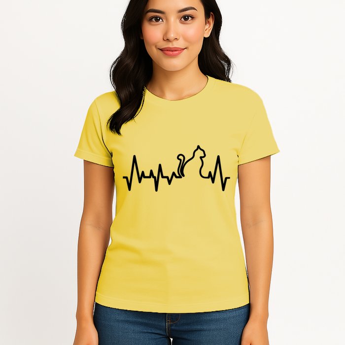 Heartbeat Pulse Cat Womens T-Shirt