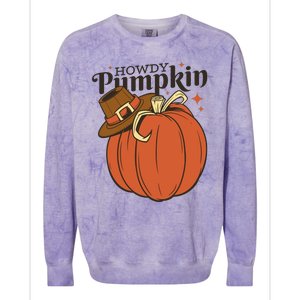 Howdy Pumpkin Cowboy Fall Colorblast Crewneck Sweatshirt