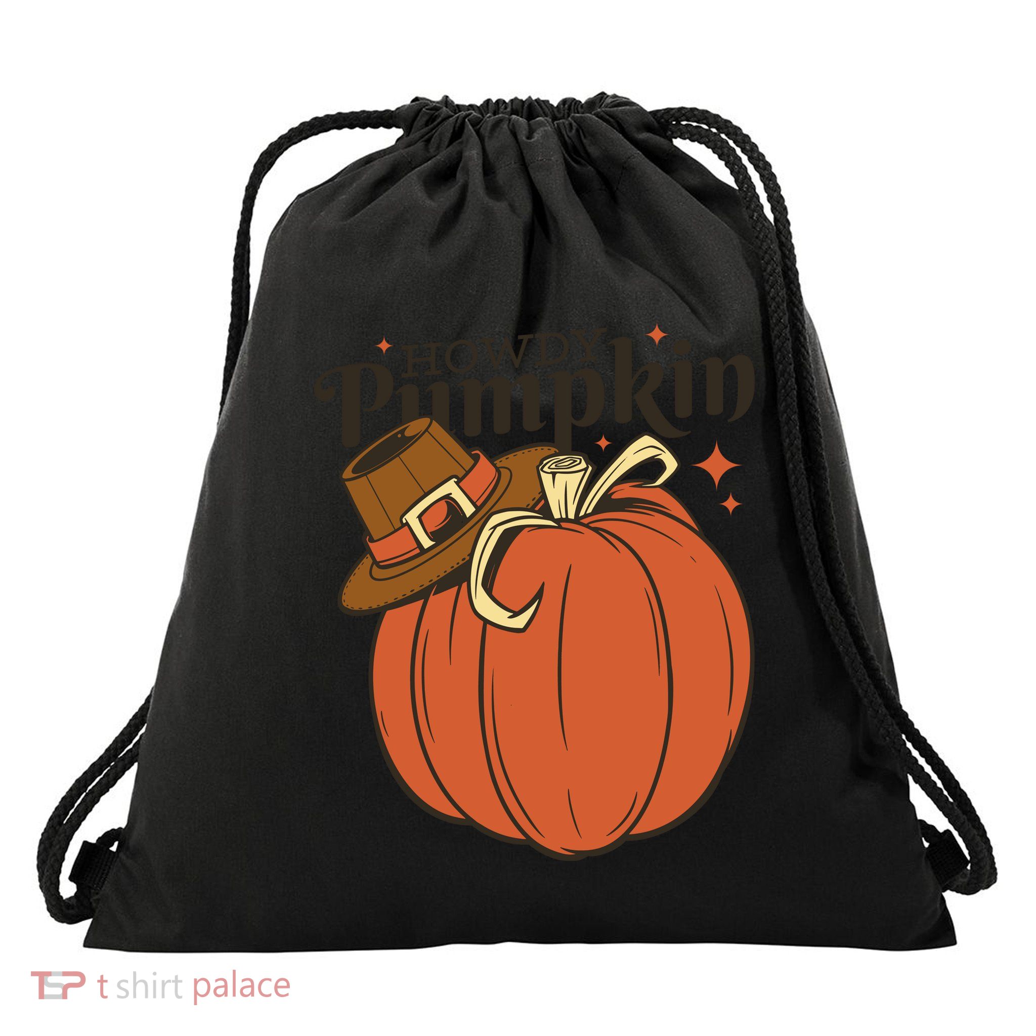 Howdy Pumpkin Cowboy Fall Drawstring Bag