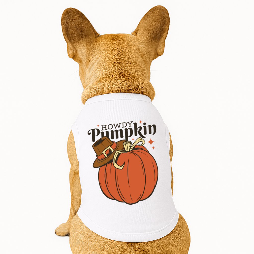 Howdy Pumpkin Cowboy Fall Doggie Tank
