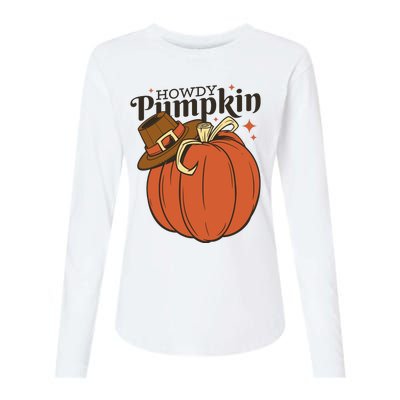 Howdy Pumpkin Cowboy Fall Womens Cotton Relaxed Long Sleeve T-Shirt