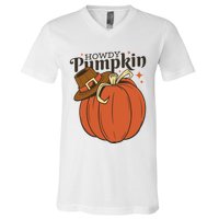 Howdy Pumpkin Cowboy Fall V-Neck T-Shirt