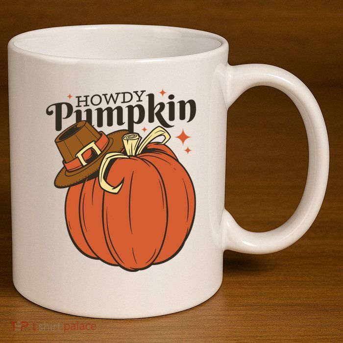 Howdy Pumpkin Cowboy Fall 11oz C Handle Ceramic Mug