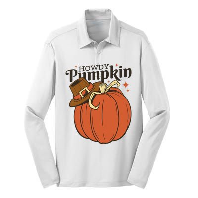 Howdy Pumpkin Cowboy Fall Silk Touch Performance Long Sleeve Polo